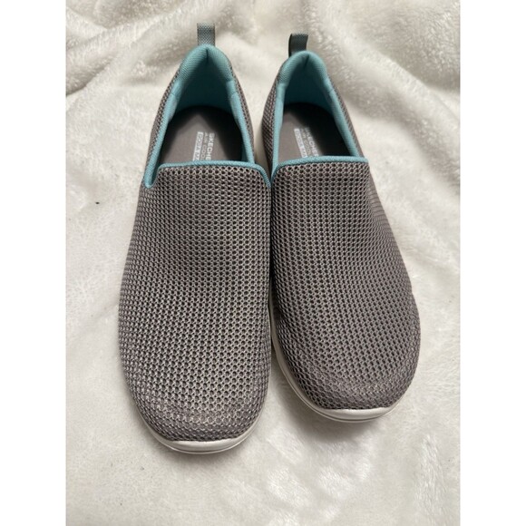 Skechers Shoes - Skechers Air Cooled Goga Mat Walking Shoes Taupe Light Blue Mesh Size 8.5